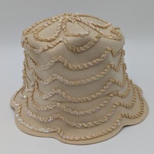 Vintage Marvin Modes Cloche Hat Scalloped Retro Cottagecore Embellished Flapper